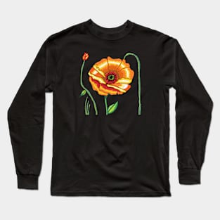 poppies, orange flower, oil painting Long Sleeve T-Shirt